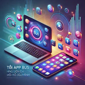 DALL·E 2024 11 24 10.15.44 A vibrant and professional featured image for a blog titled Tai App 8US  Huong Dan Chi Tiet Tren Moi He Dieu Hanh. The image includes a sleek smartp